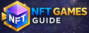 Logo NFT Games Guide avec cube NFT futuriste et design gaming sur fond spatial